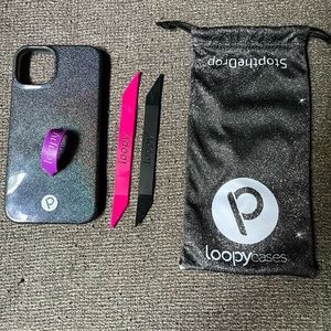 iPhone 13 black sparkle loopy case for lefty